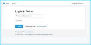 Page de connexion  Twitter